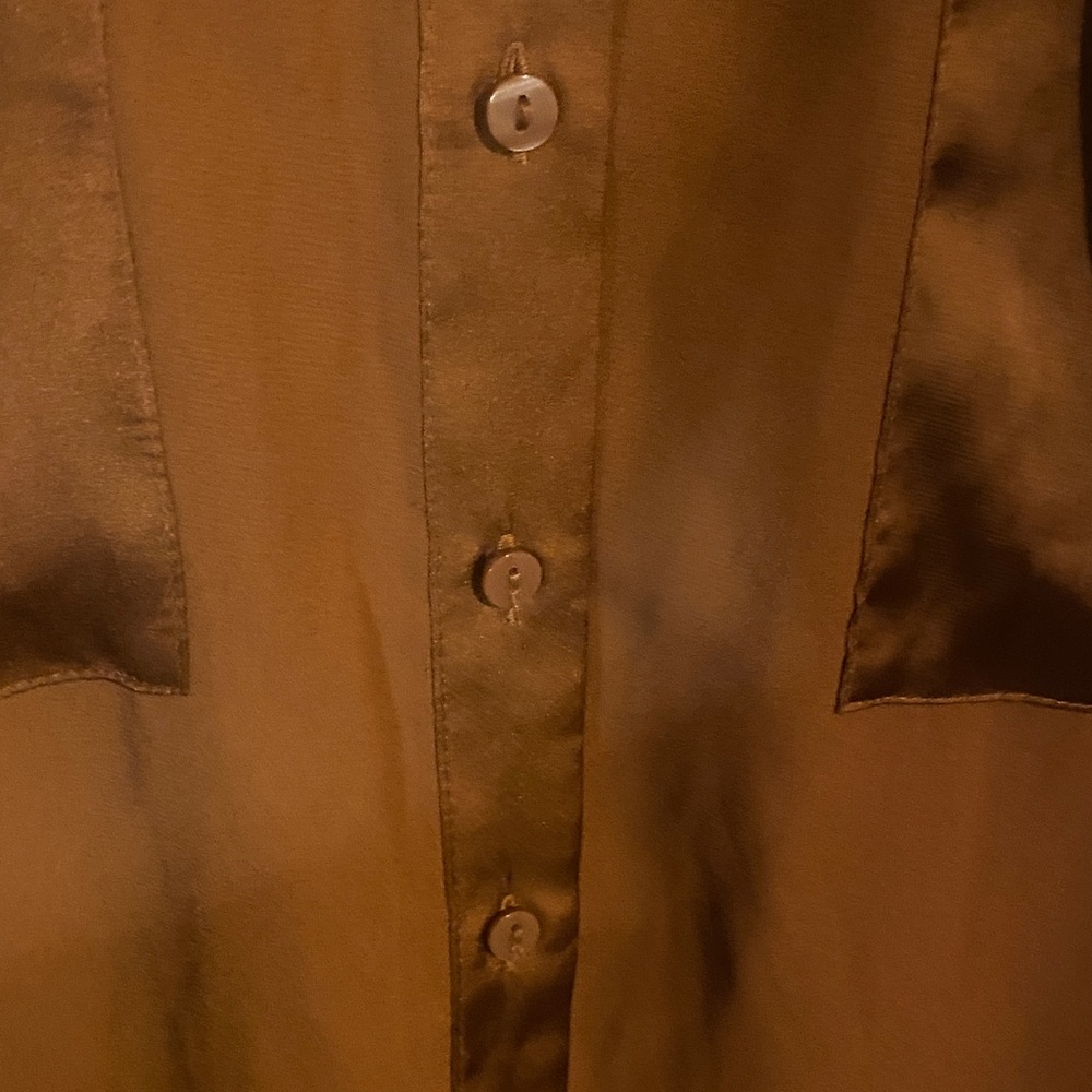 Worthington Rust-Brown Band Collar Button-Up Blouse - Picture 5 of 7